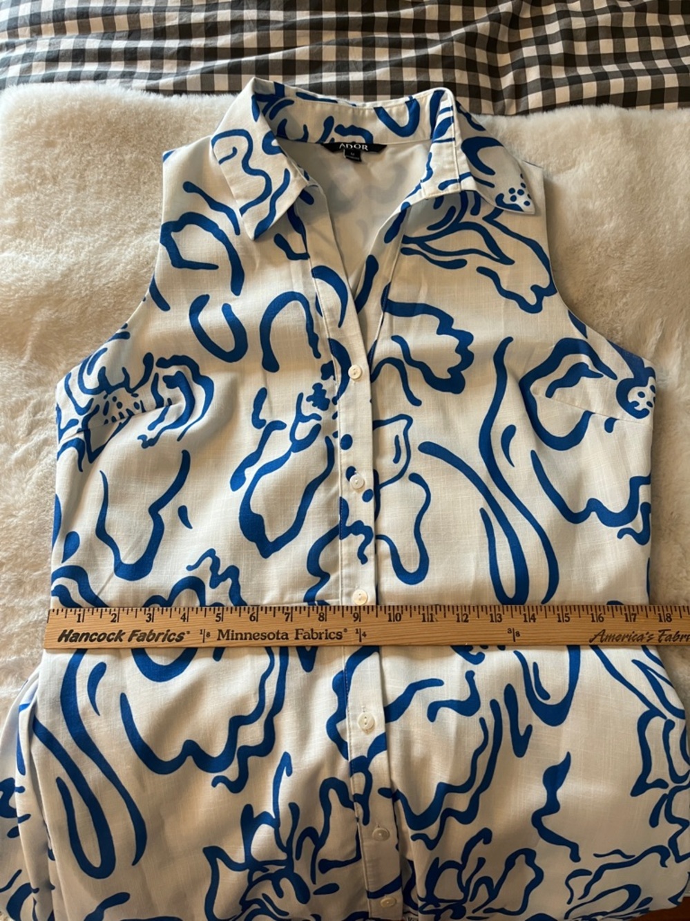 Ador Curve Pocket Sleeveless Shirt Maxi Dress White Blue Floral Size M - Picture 12 of 16